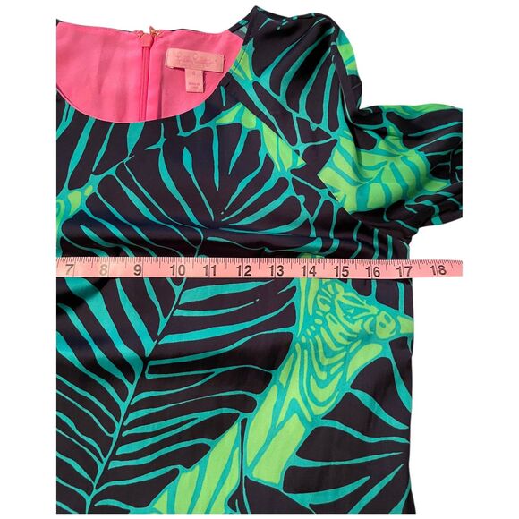 Lilly Pulitzer Carol Shift Dress 3/4 Sleeve Under the Palms Green Navy Print 0 - Picture 7 of 15